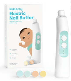 Frida Baby Electric Nail File and Buffer Set, Fingernail Clippers Alternative for Newborn to Toddler