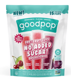 GoodPop 100% Fruit Juice Pops No Sugar Added Non-GMO 15ct