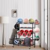 4-Tier Metal Storage Organizer with Rolling Wheels for Basketball Sports Equipment Organizer for Yoga Mat Larger Ball Storage Rack with Baskets and Ho