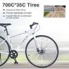 Shimano 7 Speed Hybrid Bike Aluminum Alloy Frame Double Disc Brakes 700C Road Bike For men women's City Bicycle
