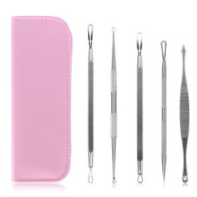 5 Pcs Blackhead Remover Kit Pimple Comedone Extractor Tool Set Stainless Steel Facial Acne Blemish Whitehead Popping Zit Removing for Nose Face Skin C (Option: pin)