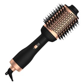 4 In 1 Hair Dryer Brush Curling Brush Hair Styler Volumizer Straightener Negative Ion Anti-frizz Hot-Air Hair Brush for All Hair Types Black White (Option: Black)